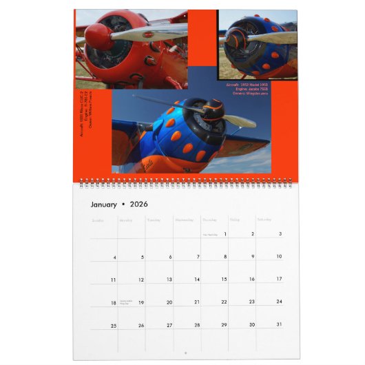 Antiek Vliegtuig motoren in grote vlucht 2015 Kalender (Jan 2026)