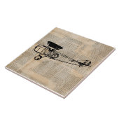 Antiek vliegtuig op krantentekst Tegeltje (Zijkant)