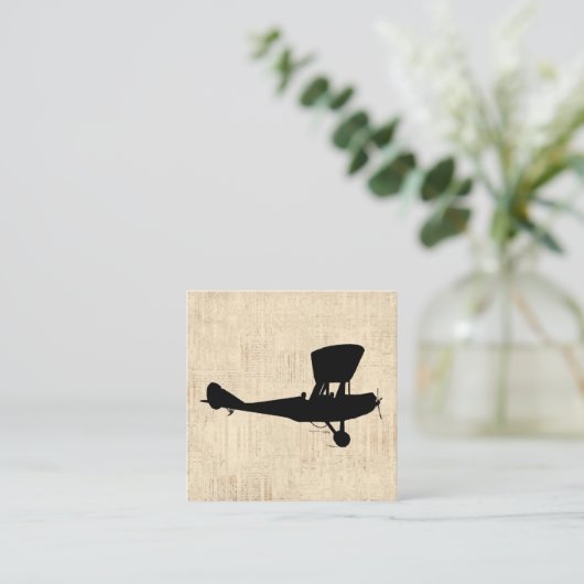 Antiek vliegtuig Silhouette Art Informatiekaartje (Staand voorkant)