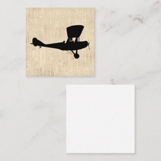 Antiek vliegtuig Silhouette Art Informatiekaartje (Voorkant / Achterkant)