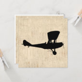 Antiek vliegtuig Silhouette Art Kaart (Voorkant / Achterkant in situ)