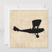 Antiek vliegtuig Silhouette Art Kaart (Achterkant)