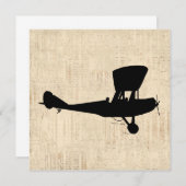Antiek vliegtuig Silhouette Art Kaart (Voorkant / Achterkant)