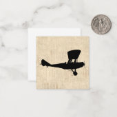 Antiek vliegtuig Silhouette Art Notitiekaartje (Voorkant / Achterkant in situ)