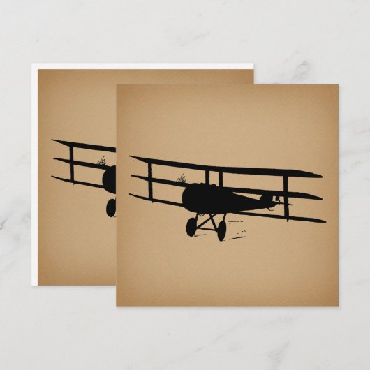 Antiek vliegtuig Silhouette Feestdagenkaart (Voorkant / Achterkant)