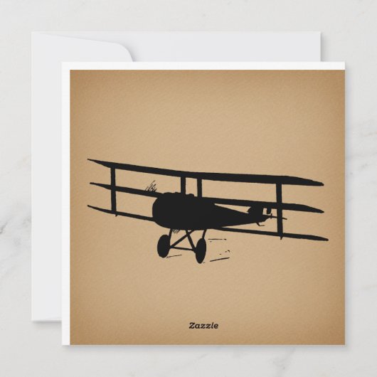 Antiek vliegtuig Silhouette Feestdagenkaart (Achterkant)
