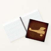 Antiek vliegtuig Silhouette Plane & Brown Map Art Notitieboek (Binnen)