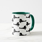 Antiek vliegtuig Silhouettes  vlakke druk Mok (Voorkant rechts)