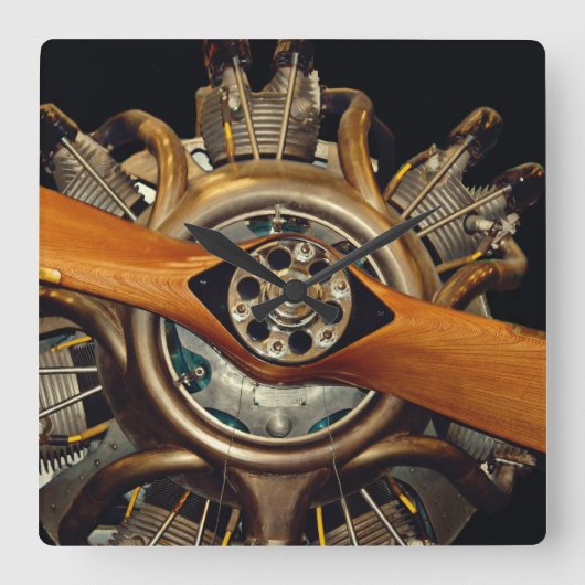 Antiek Vliegtuig Vierkante Klok (Voorkant)