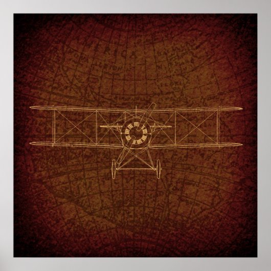 Antiek vliegtuigdiagram  kaart Poster (Voorkant)