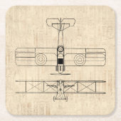 Antiek vliegtuigdiagrammen  vlakken kartonnen onderzetters (Voorkant)