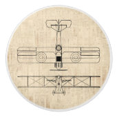 Antiek vliegtuigdiagrammen  vlakken keramische knop (Voorkant)