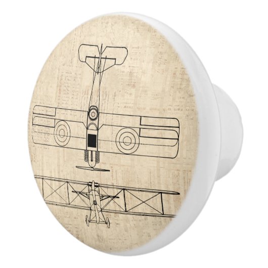 Antiek vliegtuigdiagrammen  vlakken keramische knop (Rechts)