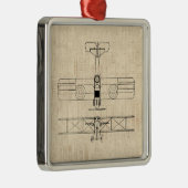 Antiek vliegtuigdiagrammen  vlakken metalen ornament (Rechts)
