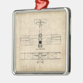 Antiek vliegtuigdiagrammen  vlakken metalen ornament (Links)