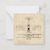 Antiek vliegtuigdiagrammen vlakken notitiekaartje (Voorkant)