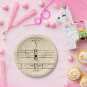 Antiek vliegtuigdiagrammen  vlakken papieren bordje (Feest)