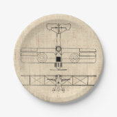 Antiek vliegtuigdiagrammen  vlakken papieren bordje (Voorkant)