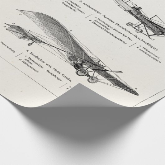  Antiek vliegtuigen met een retratoeage Cadeaupapier (Hoek)