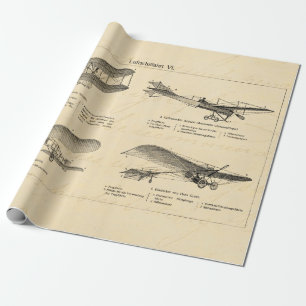 Antiek vliegtuigen met een retratoeage Cadeaupapier