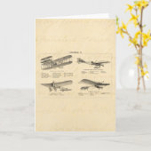 Antiek vliegtuigen met een retratoeage Kaart (Gele Bloem)