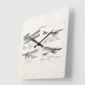 Antiek vliegtuigen met een retratoeage Vierkante Klok (Hoek)