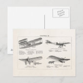Antiek Vliegtuigen van de Tweedekker van het Briefkaart (Voorkant / Achterkant)