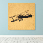 Antiek  vliegtuigkunst canvas afdruk (Insitu (Houten vloer))