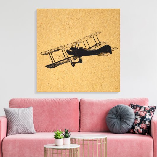 Antiek vliegtuigkunst canvas afdruk (Insitu (Woonkamer))