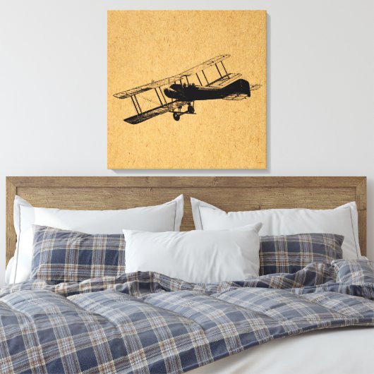 Antiek  vliegtuigkunst canvas afdruk (Insitu (Slaapkamer))