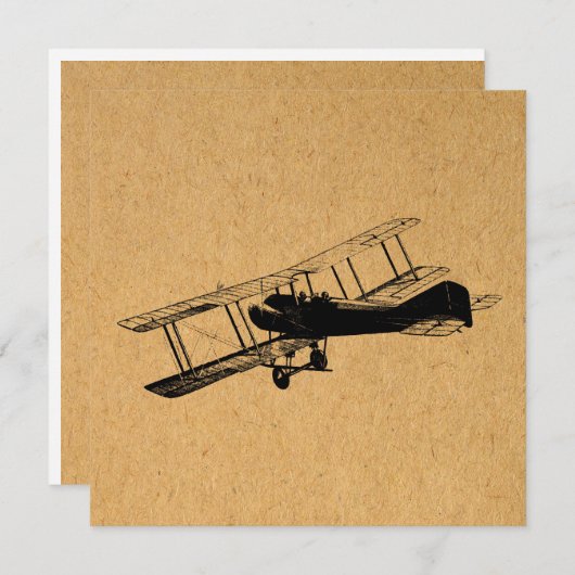 Antiek  vliegtuigkunst feestdagenkaart (Voorkant / Achterkant)