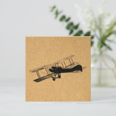 Antiek  vliegtuigkunst feestdagenkaart (Staand voorkant)