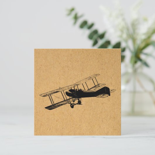 Antiek  vliegtuigkunst feestdagenkaart (Staand voorkant)