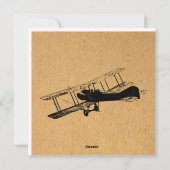 Antiek  vliegtuigkunst feestdagenkaart (Achterkant)