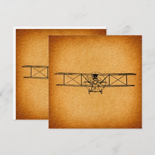Antiek vliegtuigkunst Feestdagenkaart (Voorkant / Achterkant)