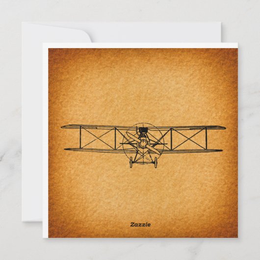 Antiek vliegtuigkunst Feestdagenkaart (Achterkant)