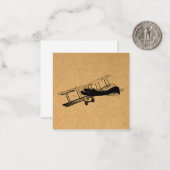 Antiek vliegtuigkunst notitiekaartje (Voorkant / Achterkant in situ)