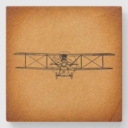 Antiek vliegtuigkunst Stenen Onderzetter (Voorkant)