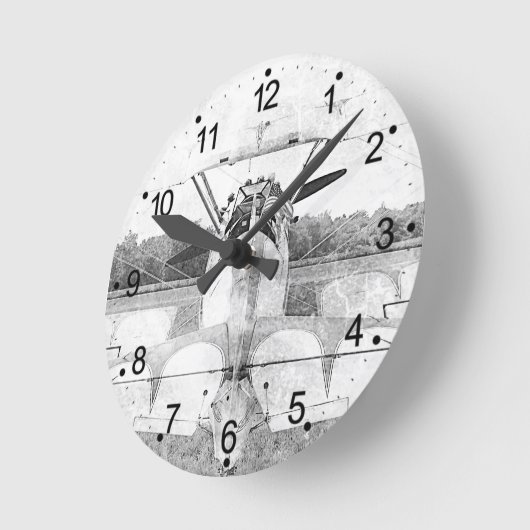 Antiek vliegtuigretro B&W Ronde Klok (Hoek)