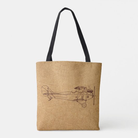 Antiek vliegtuigretro Classic Aviation Map Style Tote Bag (Achterkant)