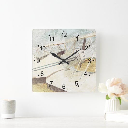 Antiek vliegtuigrugleuning vierkante klok (Huis)