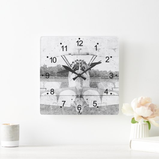 Antiek vliegtuigrugleuningklok vierkante klok (Huis)