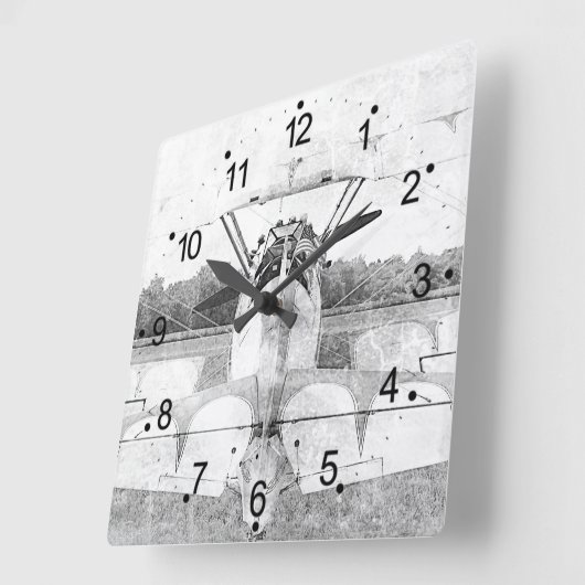 Antiek vliegtuigrugleuningklok vierkante klok (Hoek)