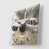 Antiek vliegtuigrugleuningklok vierkante klok (Hoek)