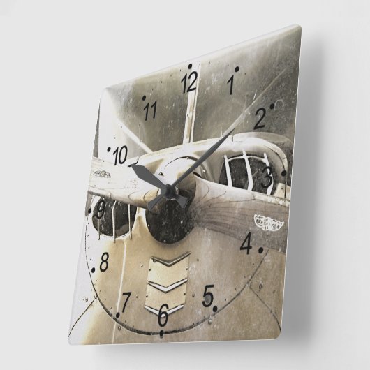 Antiek vliegtuigrugleuningklok vierkante klok (Hoek)