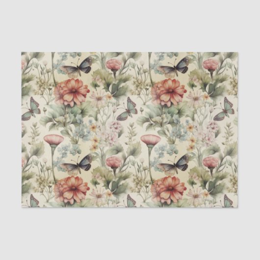  Antiek Vlinder en Bloemen Decoupage Tissuepapier (Voorkant)