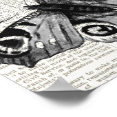 Antiek  vlinder en Script Black & White Poster (Hoek)