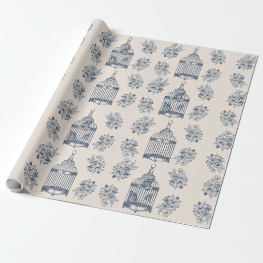 Antiek vlinders en flora cadeaupapier (Uitgerold)
