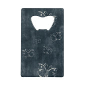 Antiek vlinders op donkerblauw creditkaart flessenopener (Voorkant)