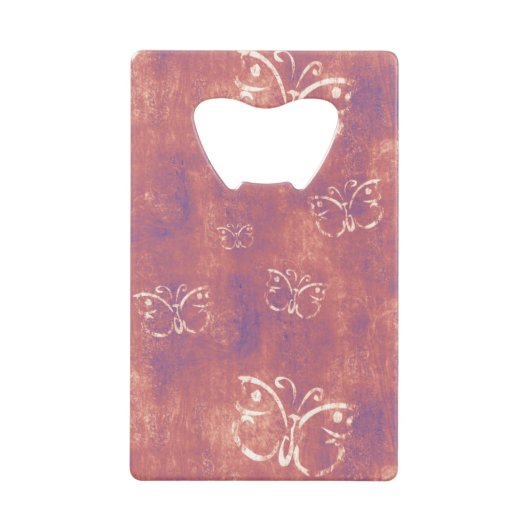 Antiek vlinders op Paars en roze Creditkaart Flessenopener (Voorkant)